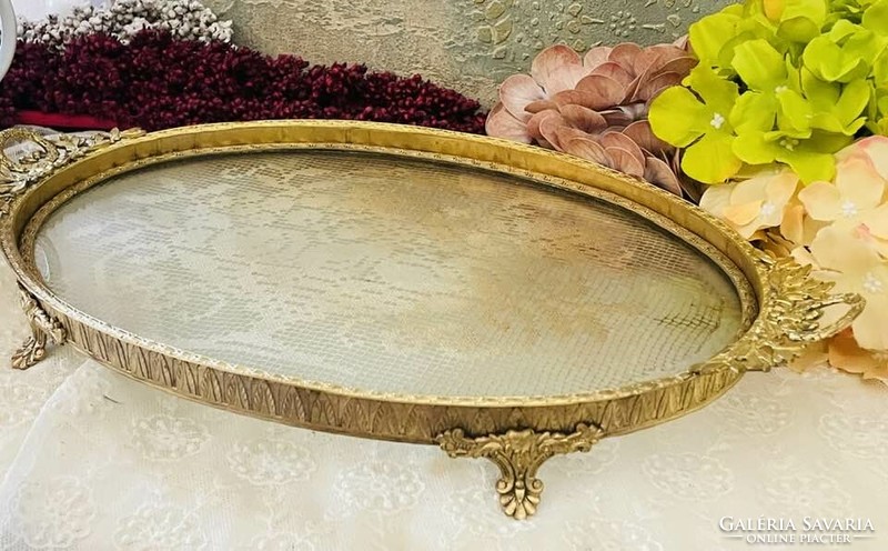 Antique tray with lace insert