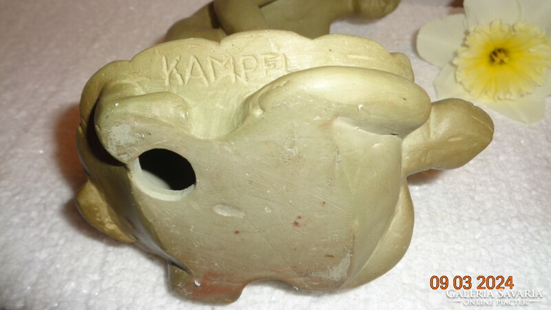 Teknősbékán térdeplő fiú , Kempfel József  szép kisplasztikája 21 cm , szép állapot !