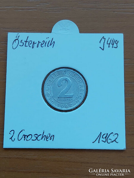 Austria 2 groschen 1962 alu. In a paper case