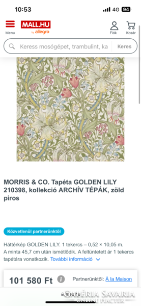 Csodás színvilágú William Morris “Golden Lily” díszpárnahuzat 38*38 cm
