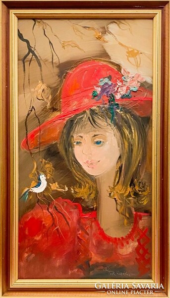 Rozália Tóth (1946-2015): red hat