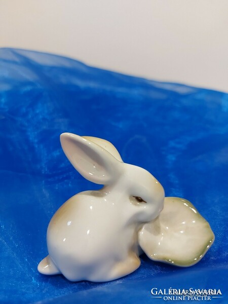 Zsolnay porcelain bunny with cabbage leaves.