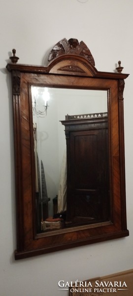 Tin German mirror with carved and turned decoration