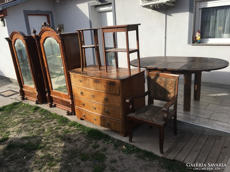 Antique furniture to be renovated is sold together.