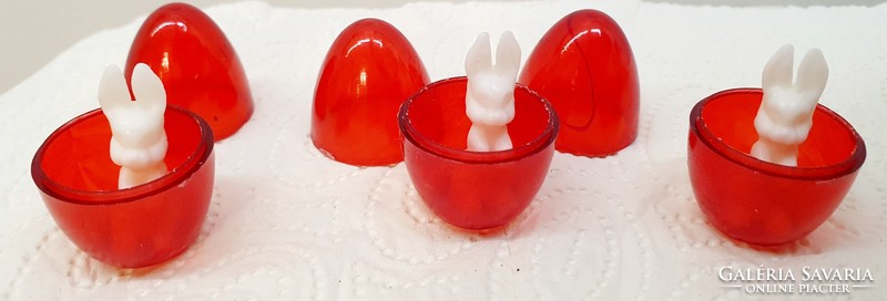 Retro, old street price 3 bunnies in red eggs, new condition