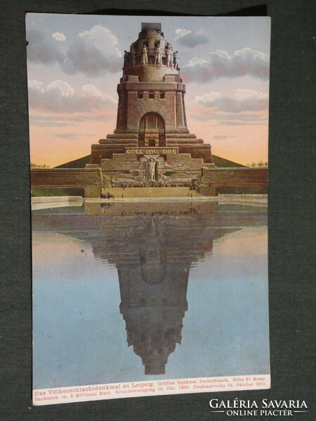 Képeslap,Postcard,Lipcse,Germany,Das Völkerschlachtdenkmal zu Leipzig, emlékmű, 1916