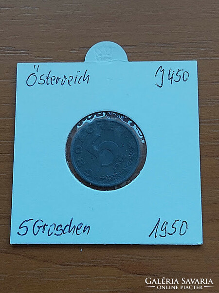 Austria 5 groschen 1950 zinc, in paper case
