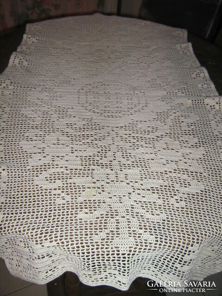 Beautiful handmade crochet floral tablecloth