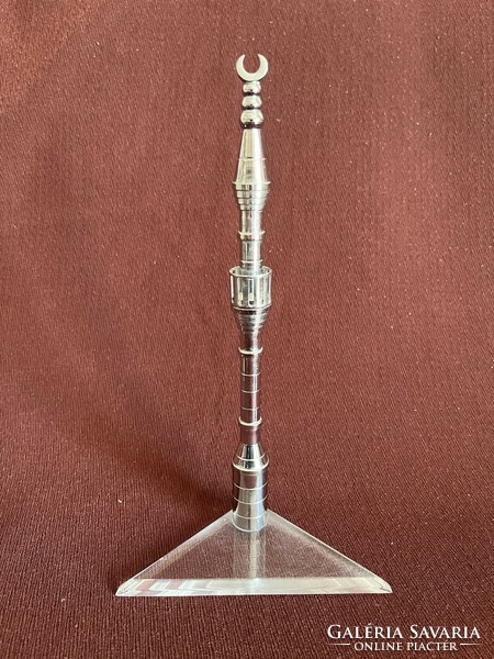 Egeri Minaret retro fém-plexi dísztárgy
