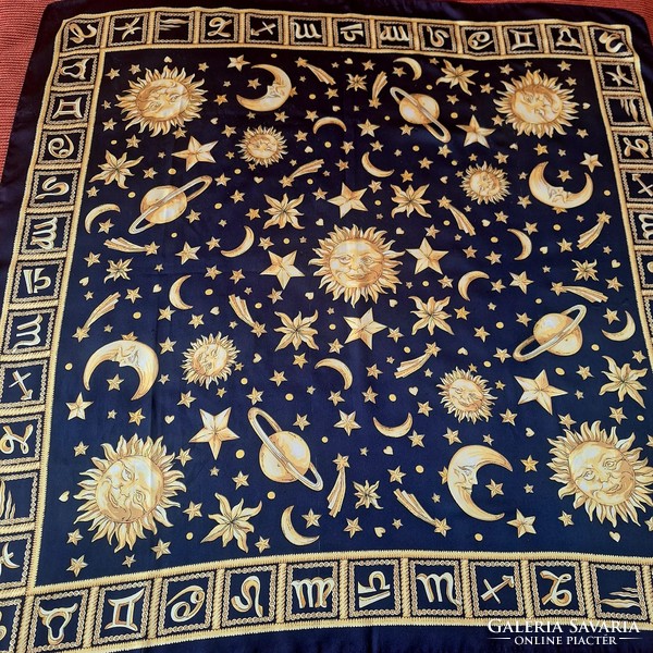 Beautiful silk scarf with zodiac signs (large)