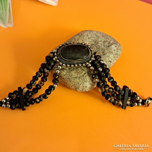 Onyx stone bone bracelet.