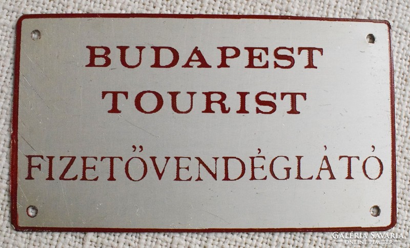 Budapest Tourist Fizetővendéglátó , alumínium tábla 14 x 8 cm