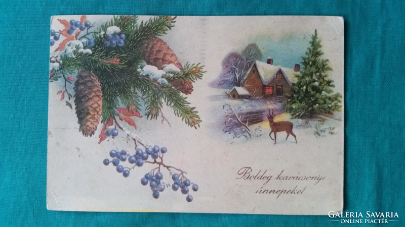 Old Christmas card, worn