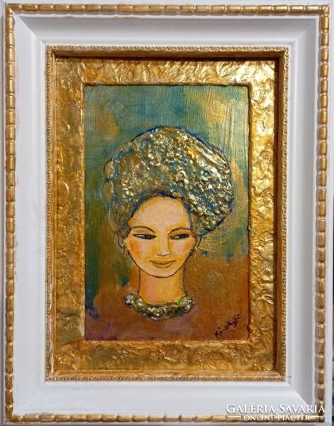 Starry smile. 26X18cm outer size, enamel miniature. The work of an award-winning artist. Károlyfi zs