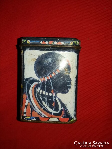 Retro soc real - Africa tea metal plate tea box for 10 dkg tea rare piece 11 x 7cm according to the pictures