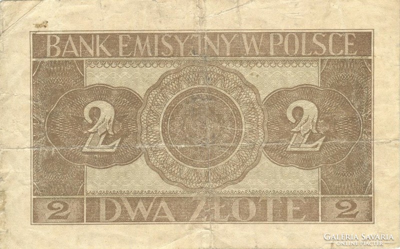 2 zloty zlotych zlote 1941 Lengyelország 1.