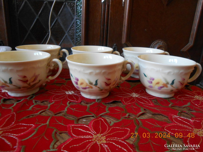 Zsolnay orchid pattern tea cup, 6 pcs