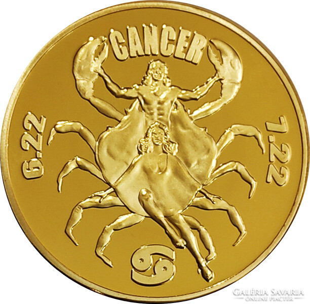 Gold-plated horoscope medal - Cancer