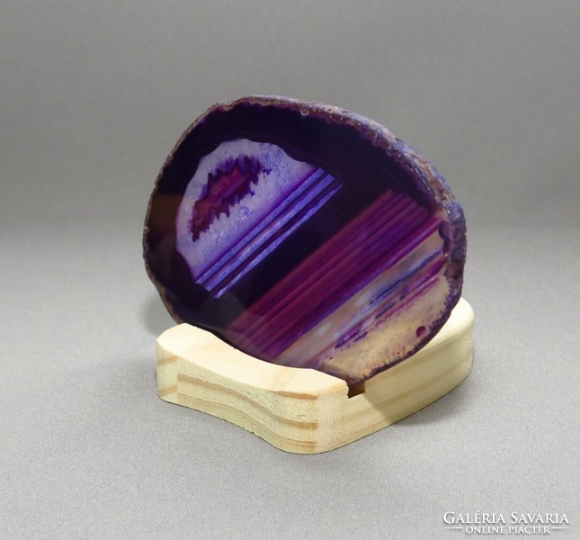 Agate slice with candle holder - purple