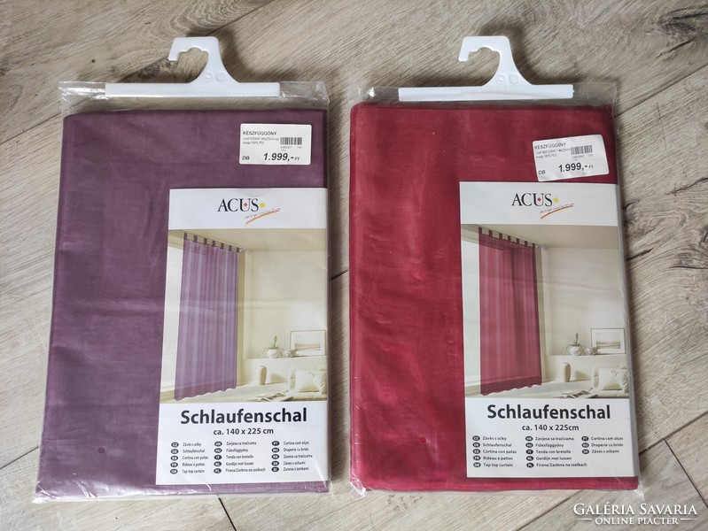 Cherry red and purple organza ready-made curtains