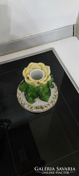 Herend porcelain rose candle holder