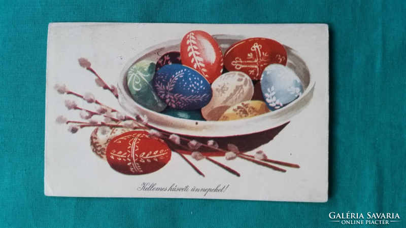 Régi húsvéti képeslap - rajz: Görög Lajos, futott