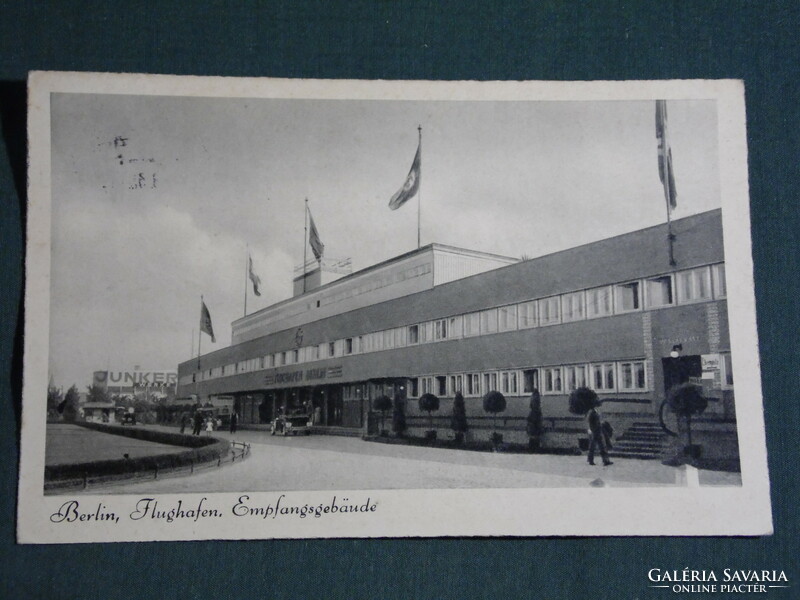 Képeslap,Postcard,Germany, Berlin, Flughafen, Empfangsgebäude, repülőtér , 1936