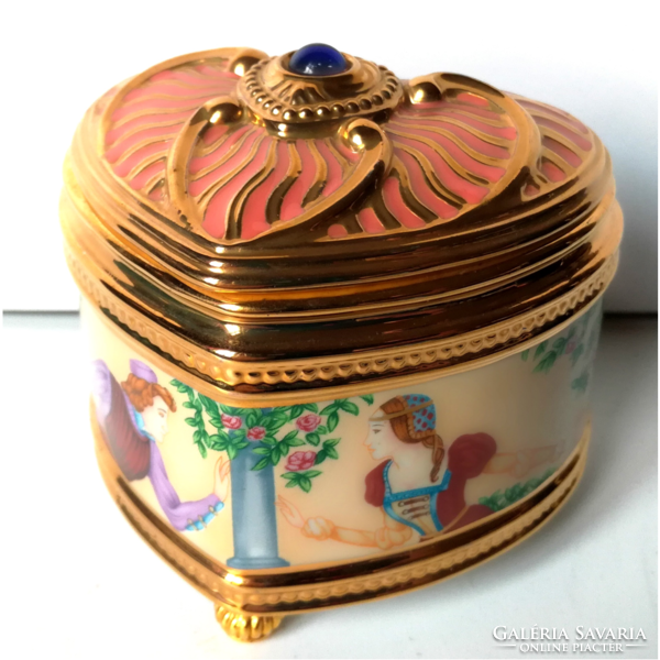 Faberge porcelán Rómeó és Júlia zenedoboz, bonbonier