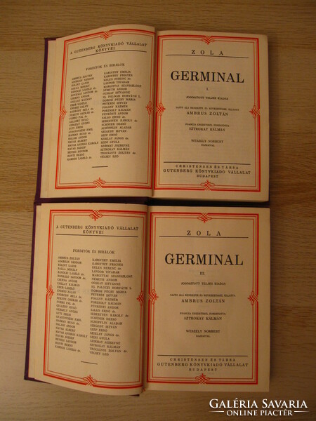 All the works of Zola - germinal, Mr. Chabre's oysters, the flood - 2 volumes