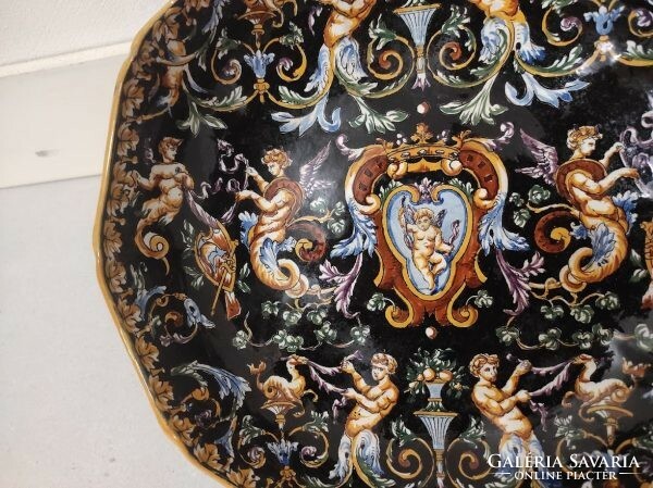 Antik francia Gien reneszánsz tál ónmázas fajansz porcelán gyümölcs tál asztalközép 957 8639