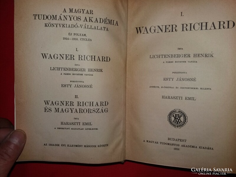 1916.Lichtenberger Henrik :Wagner Richard / Wagner Richard és Magyarország képek szerint MTA
