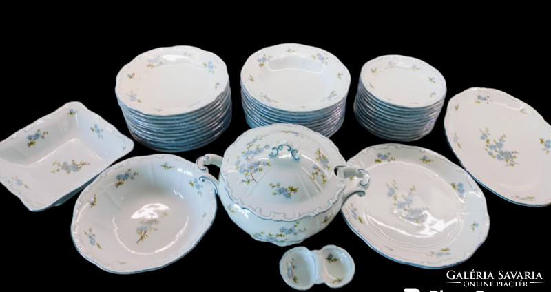 Zsolnay blue peach blossom 42-piece dinner set for 12 people