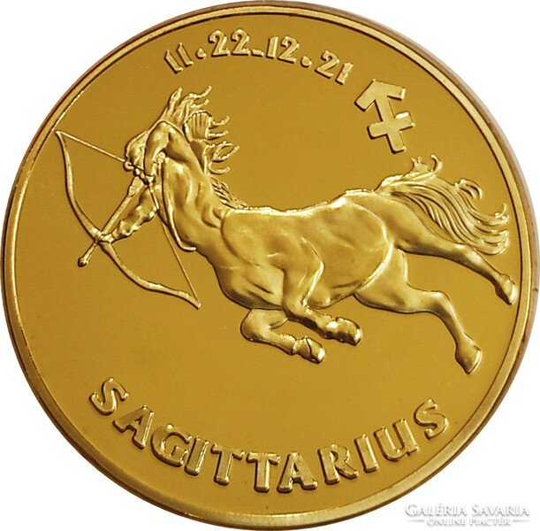 Gold-plated horoscope medal - Sagittarius