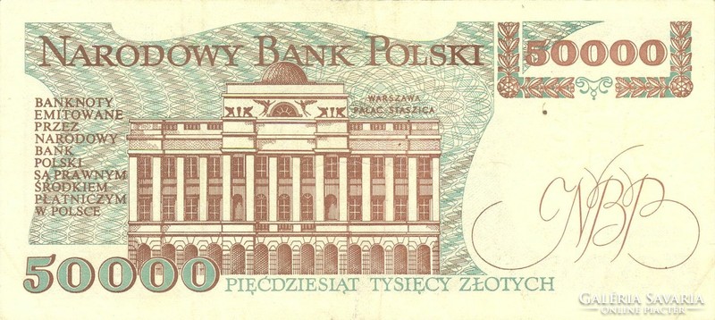 50000 zloty zlotych 1989 Lengyelország 2.