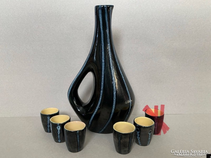 Tófej ceramic brandy set, flawless, with 5 cups