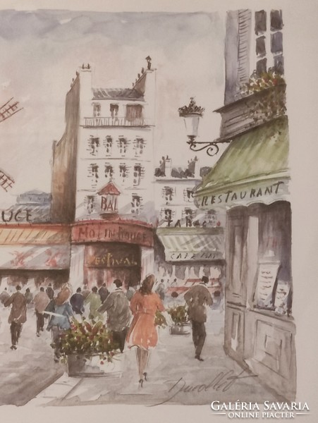 Moulin Rouge Párizs közepes méretű színes pasztell kép