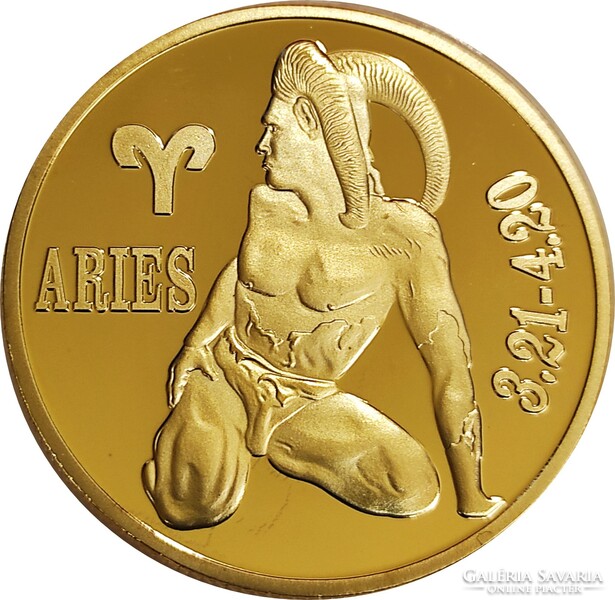 Gold-plated horoscope medal - Aries