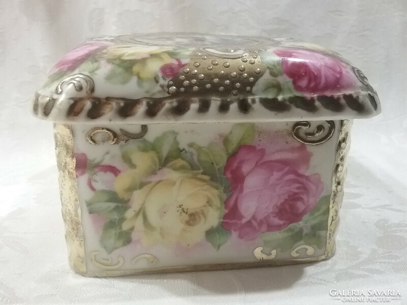 Antique, marked rose jewelry holder