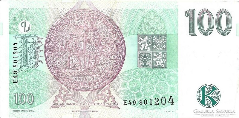 100 korun korona 1997 Csehország Gyönyörű