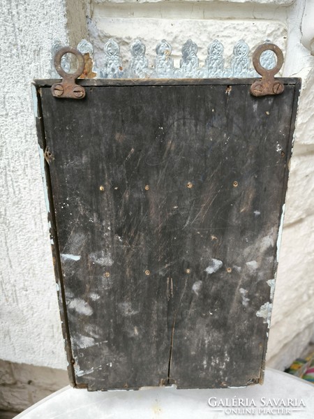 Antique key cabinet lockable with a key, decorative cast iron front. Video!