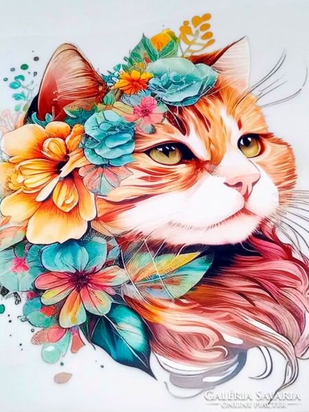 Floral cat head iron-on clothes sticker 3