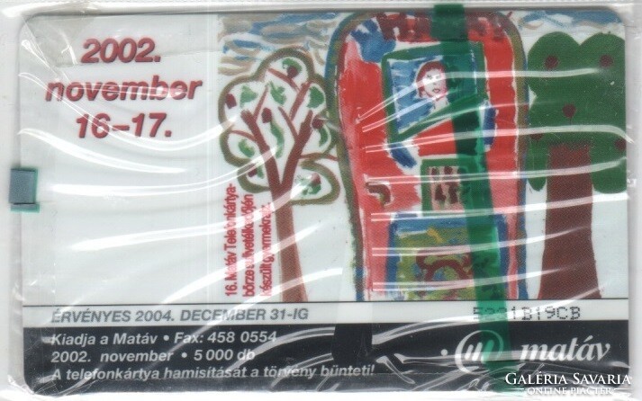 Hungarian phone card 0954 2002 17. Börze packaged organ 5,000 Pcs.