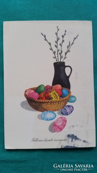 Régi húsvéti grafikus képeslap, rajz: Novák Henrik