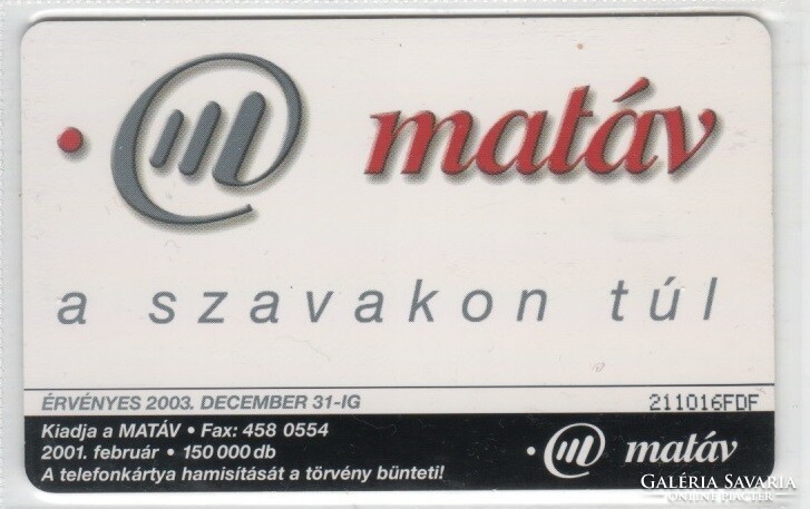 Magyar telefonkártya 0938  2001 Új arculat  ODS 4     150.000     db.