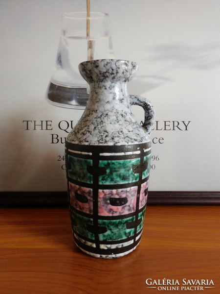 Strehla retro ceramic vase with geometric pattern 18 cm - mid century