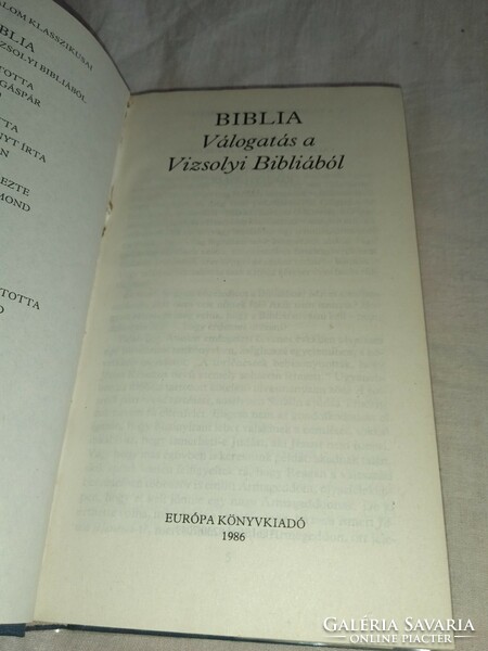 Károlyi Gáspár (ford.) Biblia - Válogatás a Vizsolyi Bibliából Európa Könyvkiadó, 1986