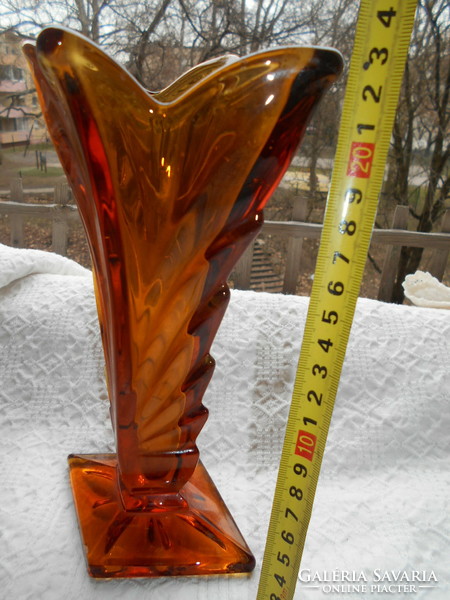 Art deco glass vase, beautiful amber color - 30s