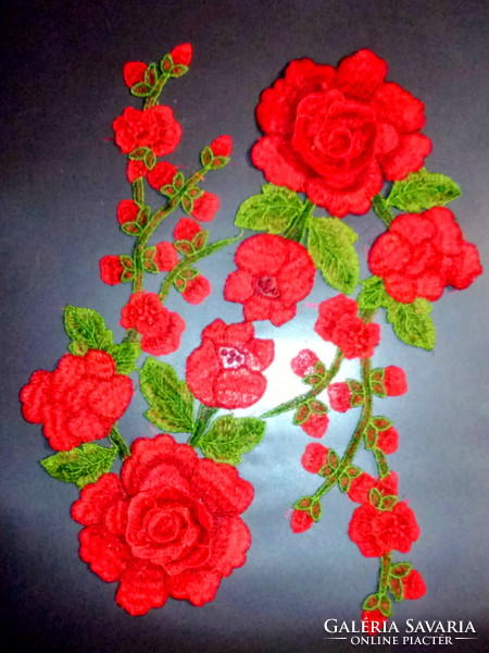 Red rose embroidered dress applique 2