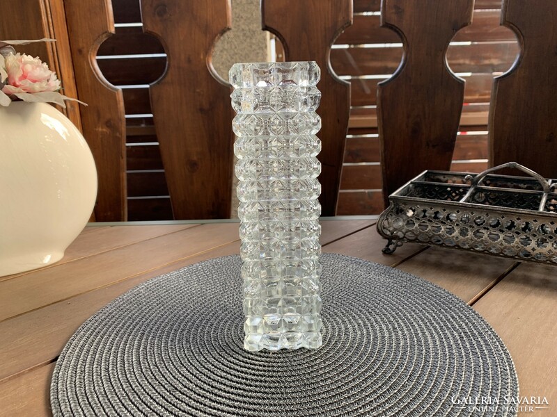 Retro rectangular glass vase, 22.5 cm.