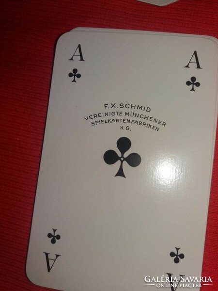 Régi F. X. SCHMID's MÜNCHEN kártyagyáras römi francia kártya dobozával jó állapotban a képek szerint